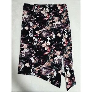 Floral Print Pencil Women's Skirt With Front Slit By Material Girl Size L